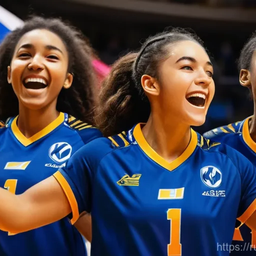 배구 배너 제작 팁 - **Image Prompt: Dynamic Team Celebration with a Mottled Banner**
    A vibrant and dynamic image of ...