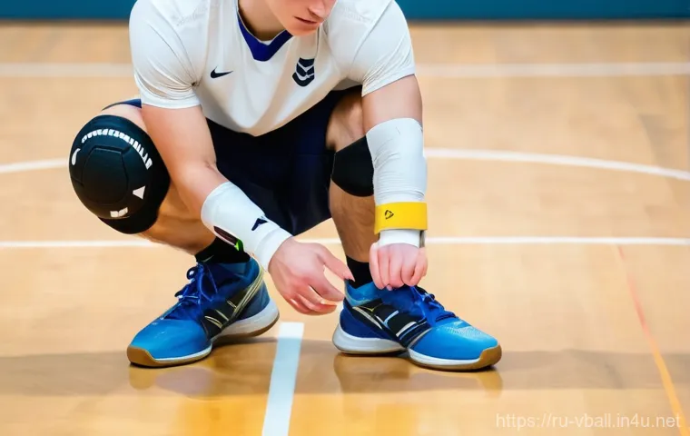 배구 초보용 장비 세트 - **"A vibrant and well-lit scene inside a modern sports footwear store. A young female volleyball pla...