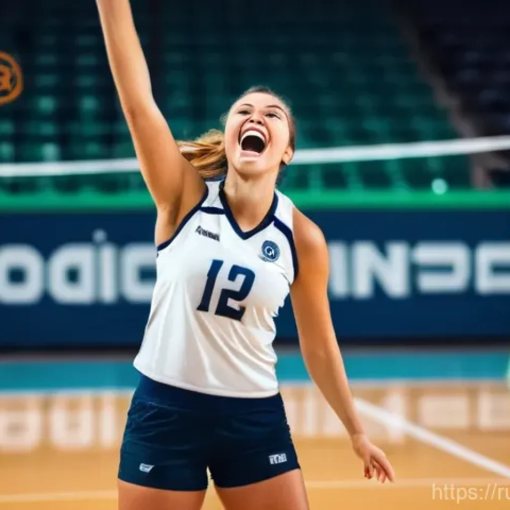 배구 관련 경품 아이디어 - **Prompt 1: Personalized Volleyball Celebration**
    "A jubilant adult female volleyball player, mi...