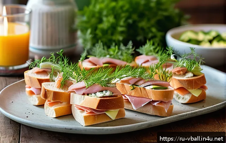배구 경기와 함께 즐길 음식 - A cozy sports evening scene featuring a wooden table set with an assortment of miniature sandwiches ...