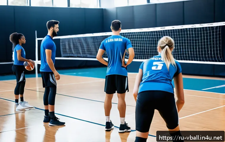 배구 대회 준비 팁 - A detailed scene of a volleyball team during a training session focused on strength and endurance pr...